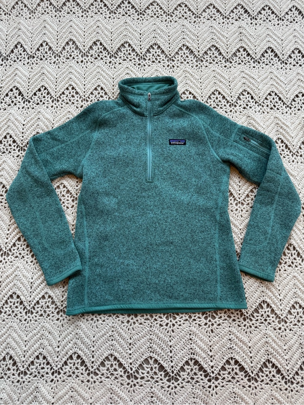 Patagonia Women's Teal Cyan Blue Quarter-Zip Fleece Pullover Size Small Zip-Up
